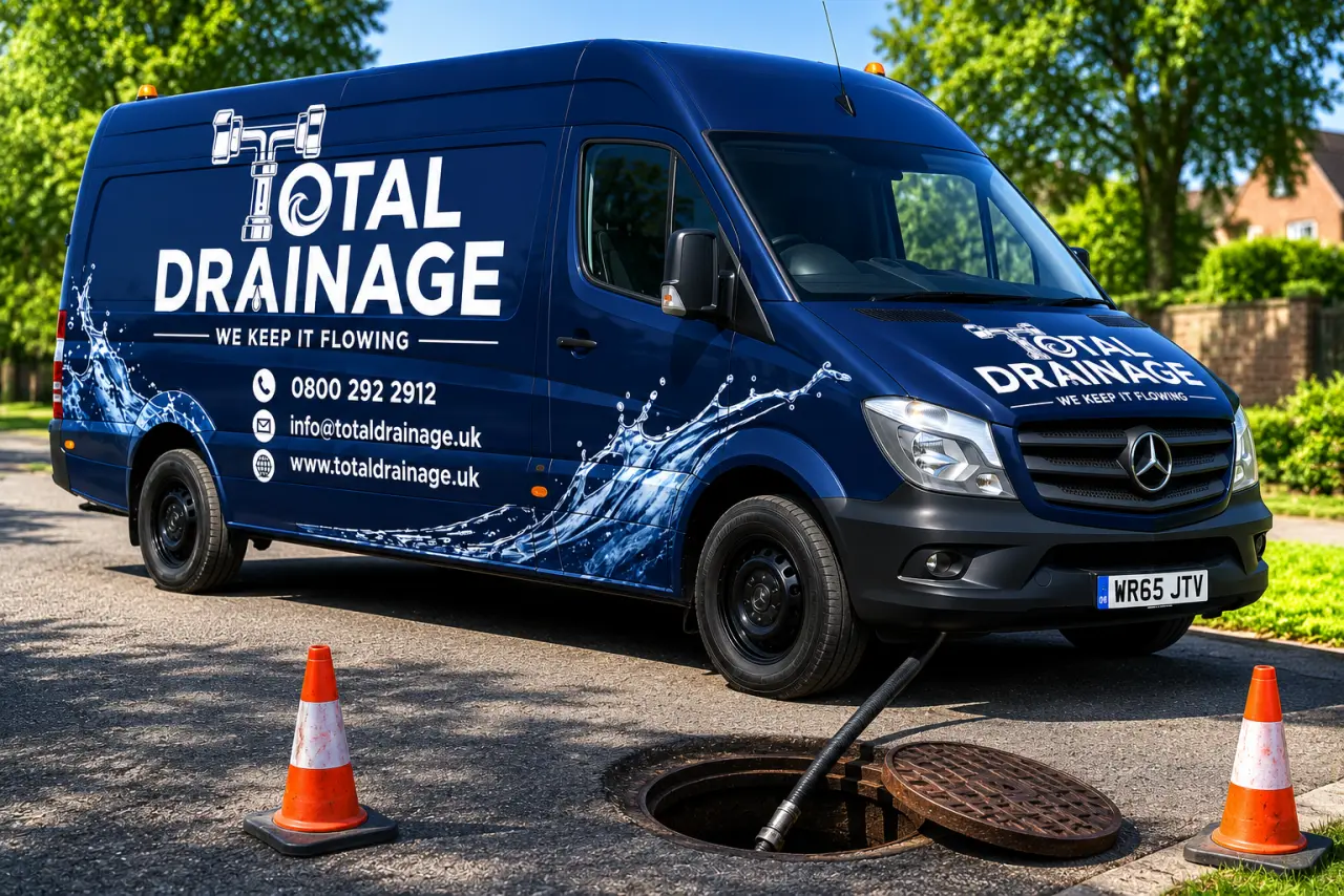 The Total Drainage van out on a job across the South